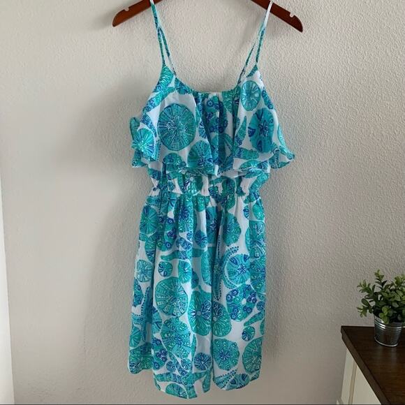 Lilly Pulitzer Sand Dollar Starfish Ocean Theme Dress Green Blue Small - Picture 2 of 13